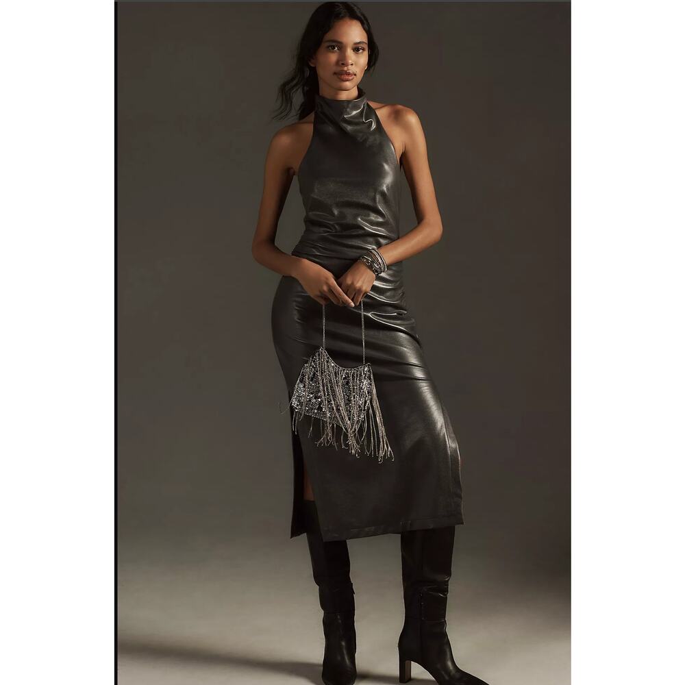 NWT Anthropologie Halter Black Midi Dress - XL